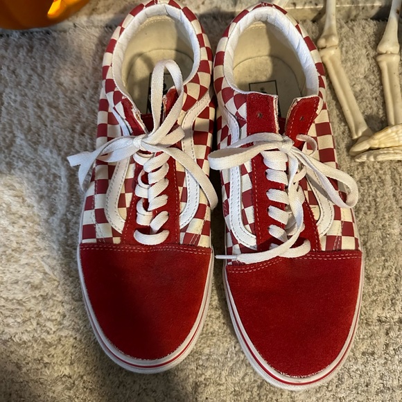 Red old school checkered suede style Vans - Picture 4 of 5